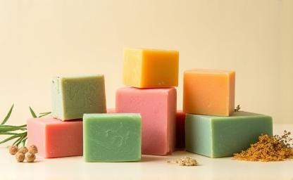 Assortment of natural handmade soap bars
